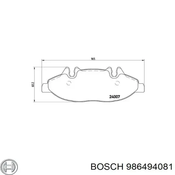 Передние тормозные колодки 986494081 Bosch