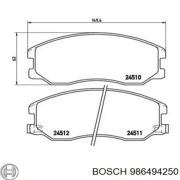 Передние тормозные колодки 986494250 Bosch