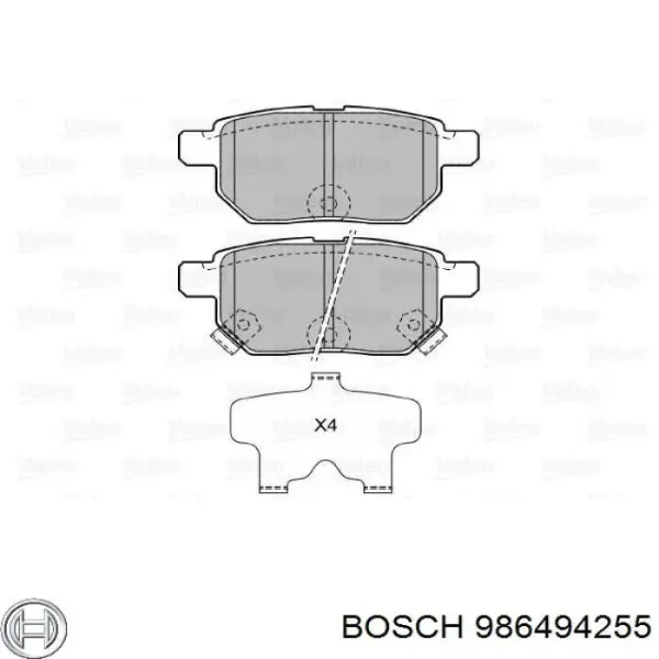 Задние тормозные колодки 986494255 Bosch