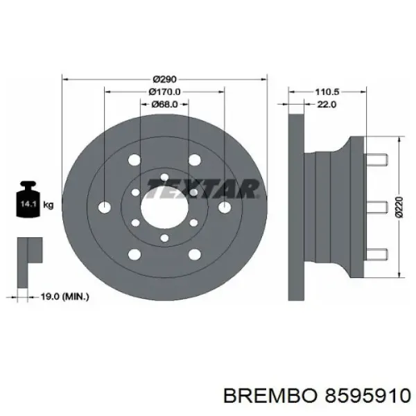 Передние тормозные диски 8595910 Brembo