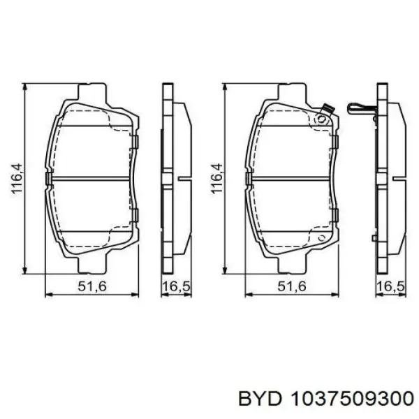 Передние тормозные колодки 1037509300 BYD