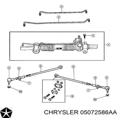 Втулка (сайлентблок) рулевой тяги CHRYSLER 05072586AA