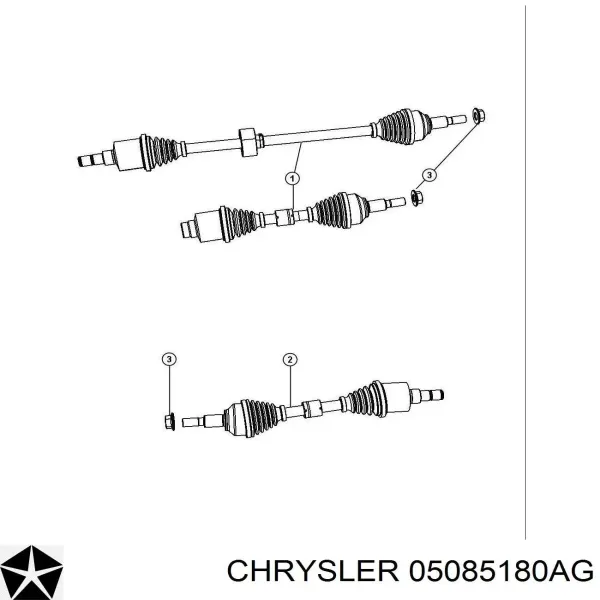 Левая полуось 05085180AG Chrysler