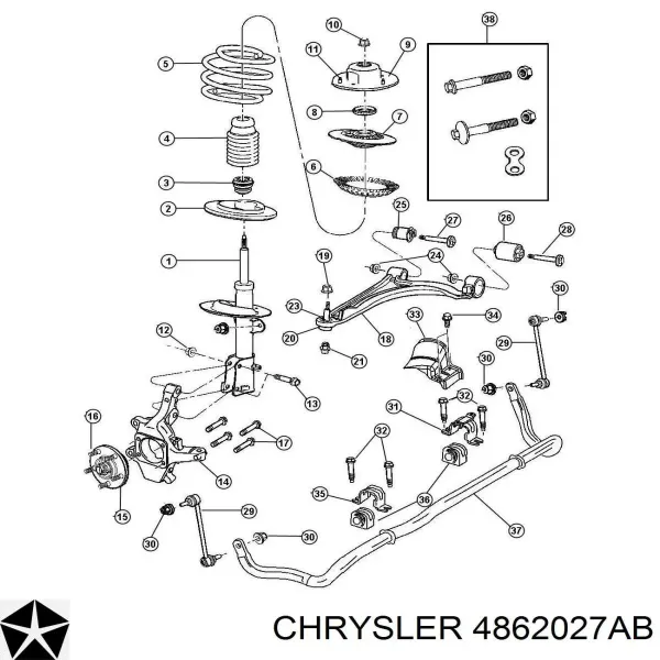 Опора переднего амортизатора 4862027AB Chrysler