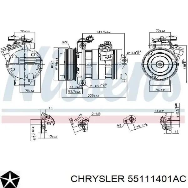Компрессор кондиционера 55111401AC Chrysler