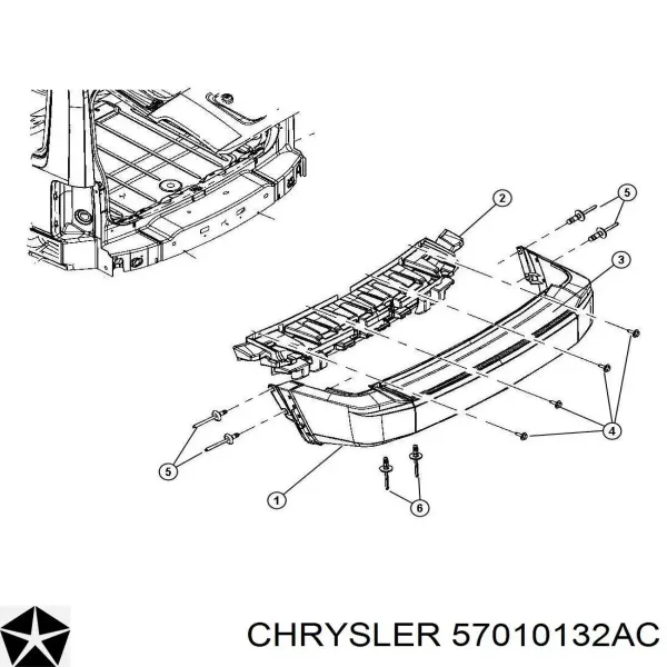 Задний бампер 57010132AC Chrysler