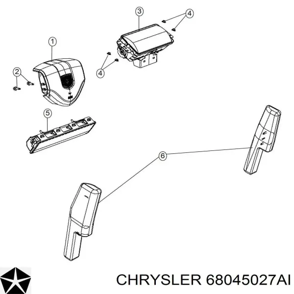 Подушка безопасности пассажира 68045027AF Chrysler