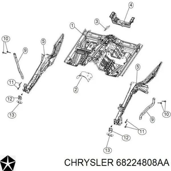 68224808AA Chrysler Лонжерон рамы передний левый