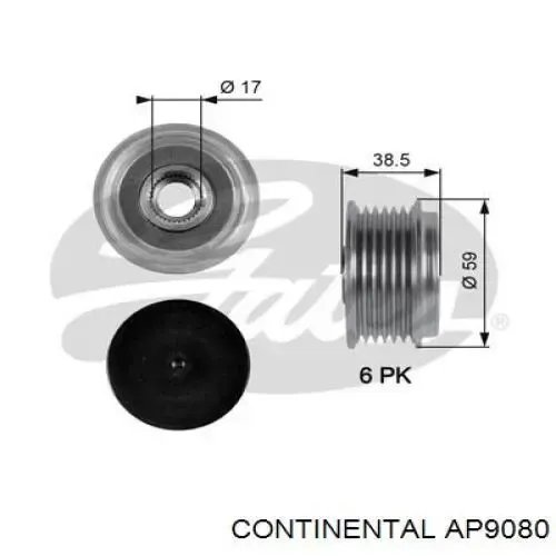 Шкив генератора AP9080 Continental/Siemens