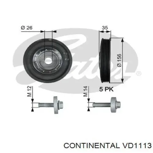 Шкив коленвала VD1113 Continental/Siemens