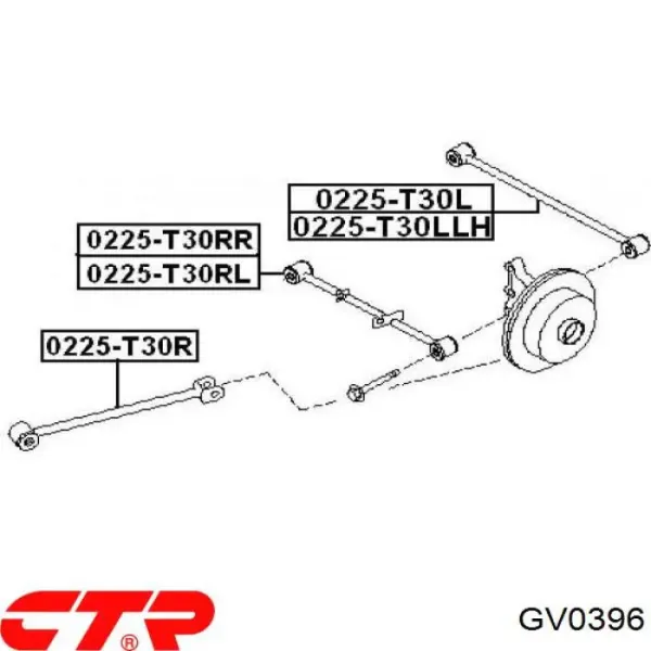 Сайлентблок заднего поперечного рычага GV0396 CTR