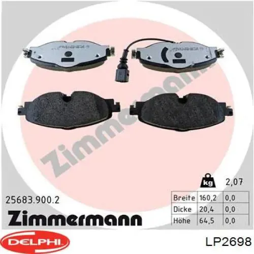 LP2698 Delphi Колодки передние