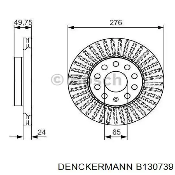 Передние тормозные диски B130739 Denckermann