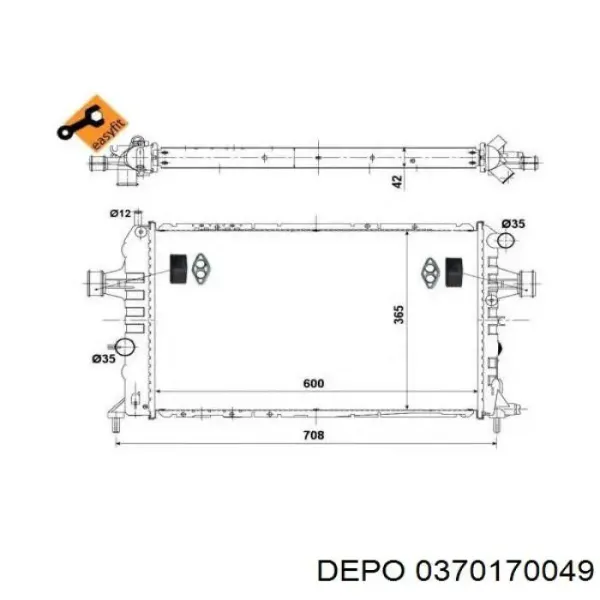 Радиатор 0370170049 Depo/Loro/Abakus