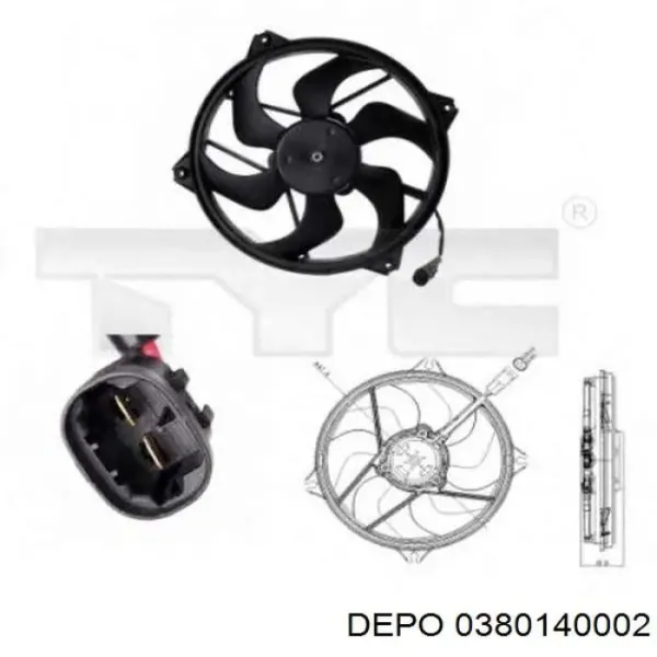 Электровентилятор охлаждения 0380140002 Depo/Loro/Abakus