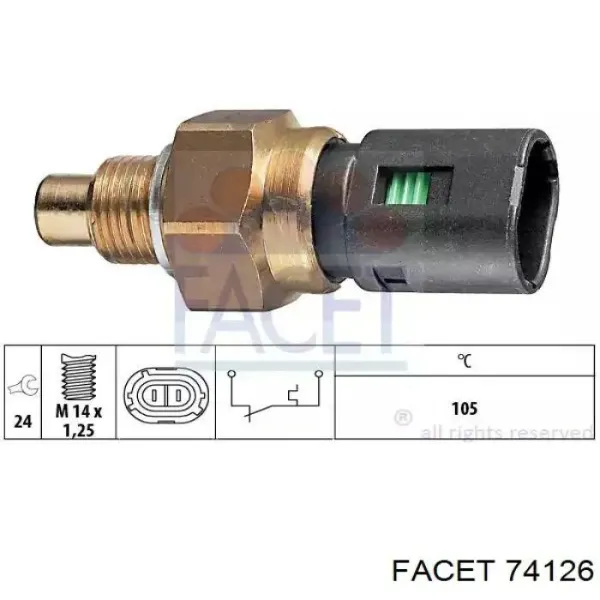 Датчик температуры охлаждающей жидкости, на приборе 74126 Facet