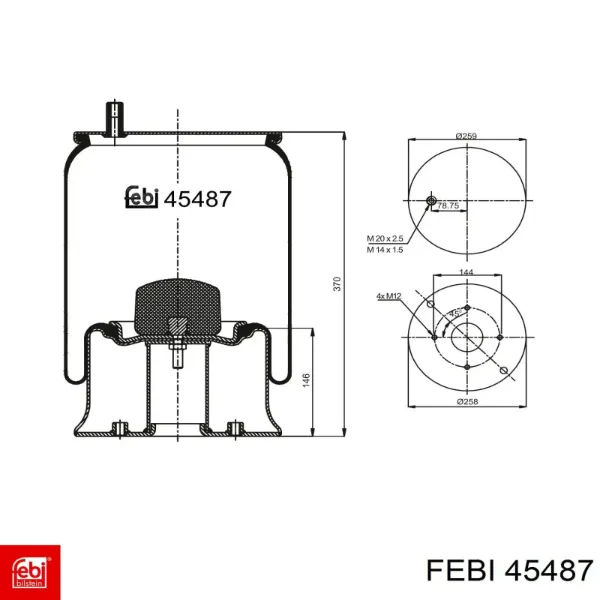 Купить 08419971A PE Automotive Пневмоподушка (пневморессора) моста заднего