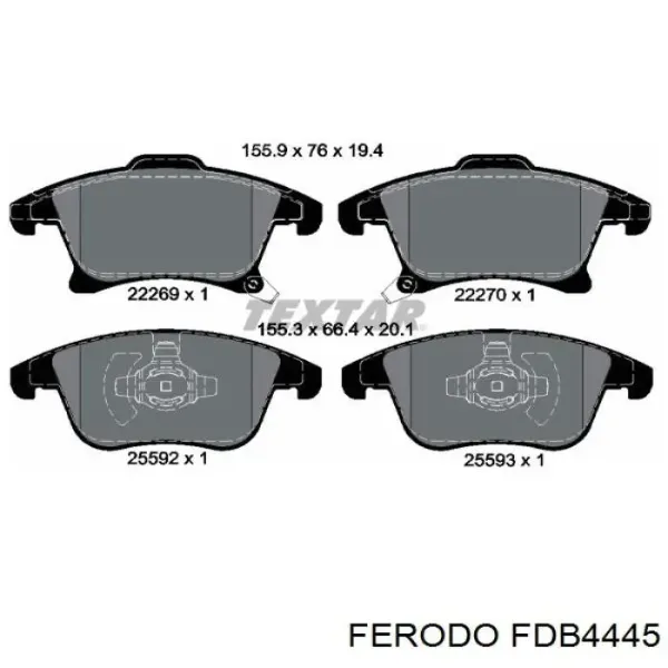 Передние тормозные колодки FDB4445 Ferodo