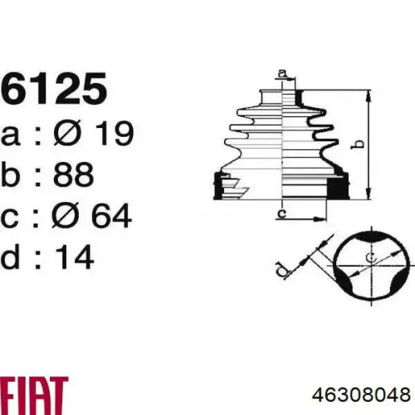 Пыльник ШРУСа внутренний 46308048 Fiat/Alfa/Lancia