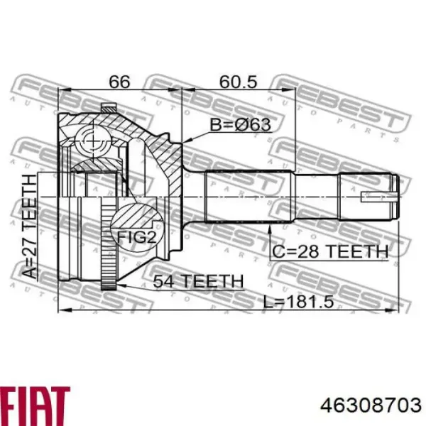 ШРУС наружный передний 46308703 Fiat/Alfa/Lancia