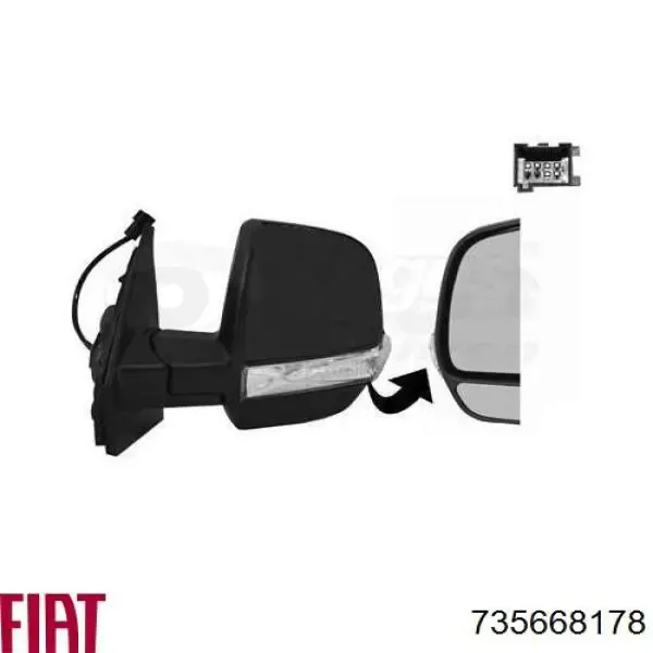 Левое боковое зеркало 735668178 Fiat/Alfa/Lancia