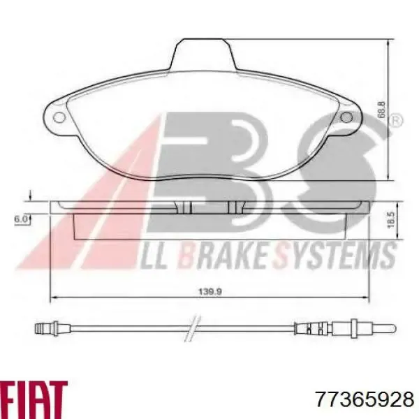 Передние тормозные колодки 77365928 Fiat/Alfa/Lancia