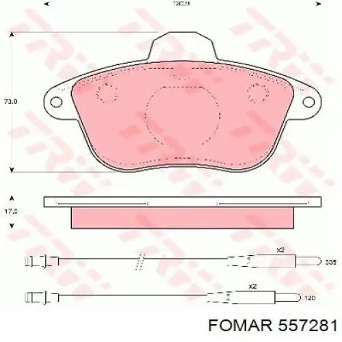 Передние тормозные колодки 557281 Fomar Roulunds