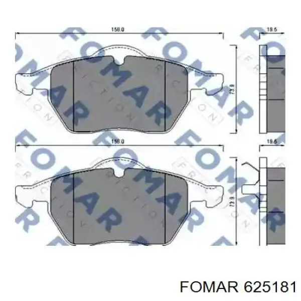 Передние тормозные колодки 625181 Fomar Roulunds