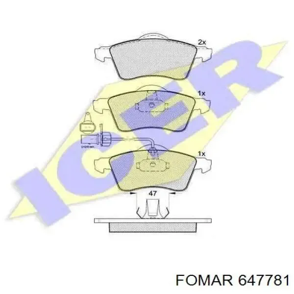 Передние тормозные колодки 647781 Fomar Roulunds