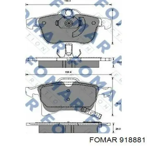 Передние тормозные колодки 918881 Fomar Roulunds