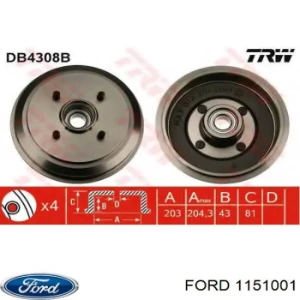 Тормозной барабан 1151001 FORD