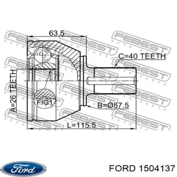 Правая полуось 1504137 Ford