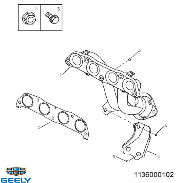 Прокладка коллектора 1136000102 Geely