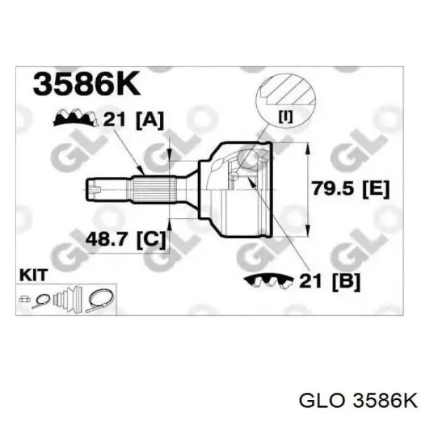 ШРУС наружный передний левый 3586K GLO