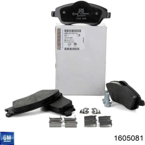 Передние тормозные колодки 1605081 General Motors