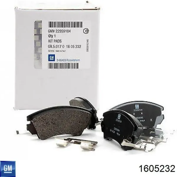 Передние тормозные колодки 1605232 General Motors