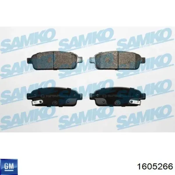 Задние тормозные колодки 1605266 General Motors