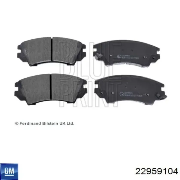 Передние тормозные колодки 22959104 General Motors