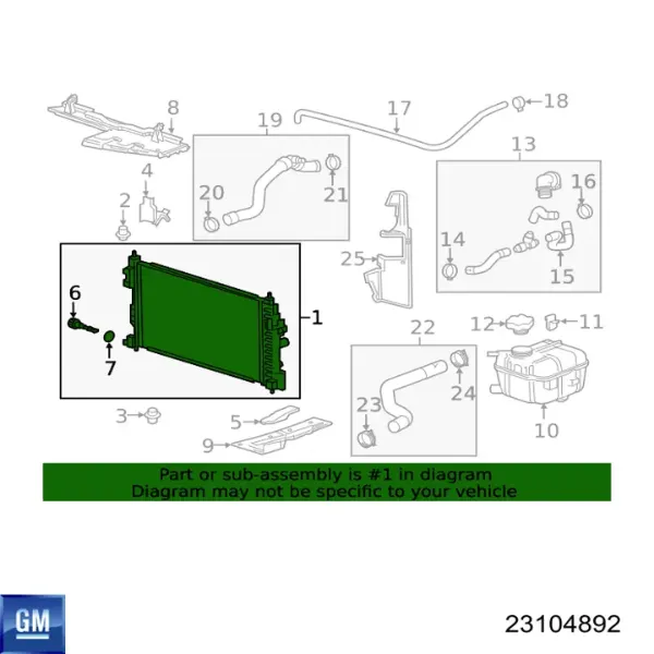 Радиатор 23104892 General Motors