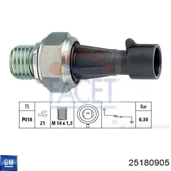 Датчик давления масла 25180905 General Motors