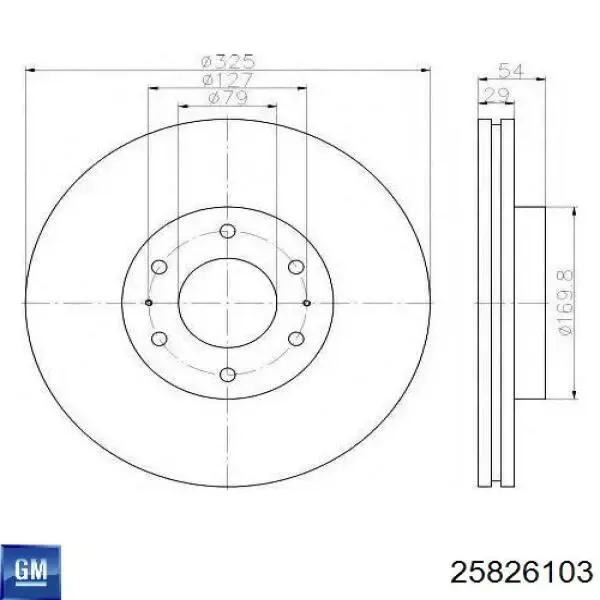 Передние тормозные диски 25826103 General Motors