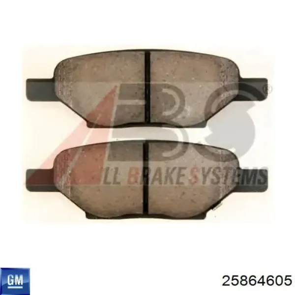 Задние тормозные колодки 25864605 General Motors