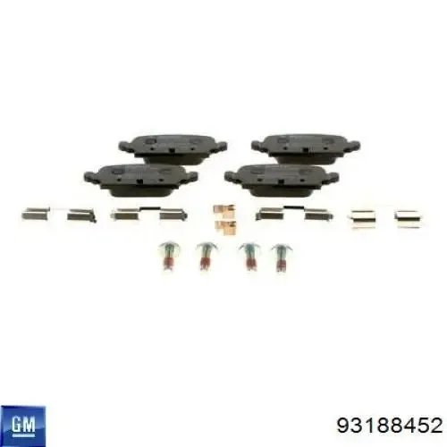 Задние тормозные колодки 93188452 General Motors