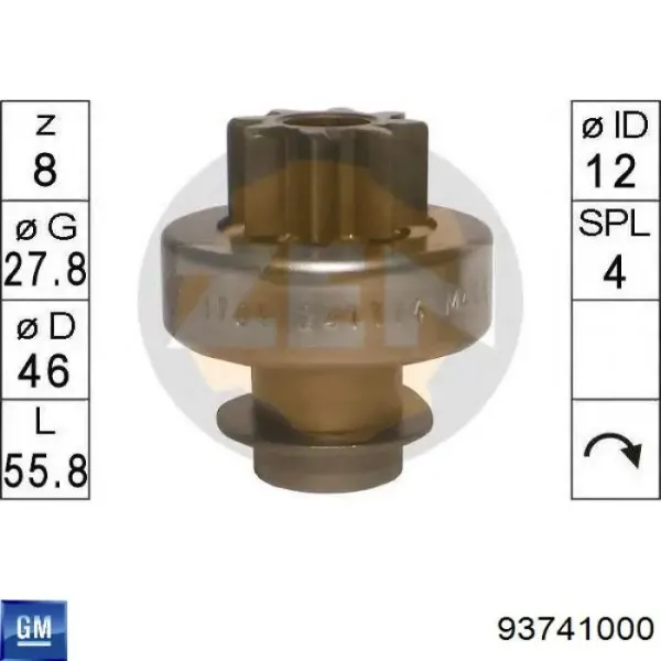 Бендикс стартера ZN1704 ZEN