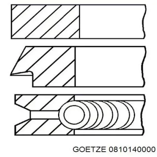 Комплект поршневых колец на 1 цилиндр, стандарт 0810140000 Goetze