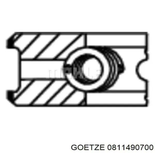 Комплект поршневых колец на 1 цилиндр, 2-й ремонт (+0,50) 0811490700 Goetze
