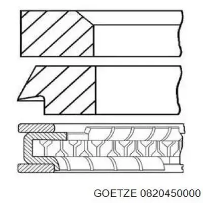 Комплект поршневых колец на 1 цилиндр, стандарт 0820450000 Goetze