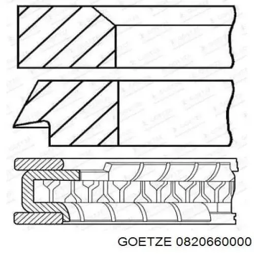 Комплект поршневых колец на 1 цилиндр, STD Federal Mogul 0820660000