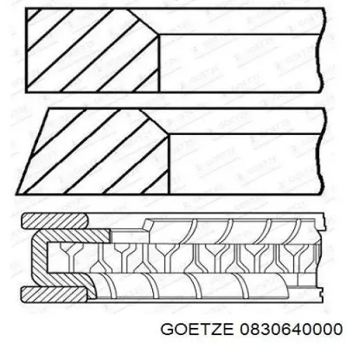 Комплект поршневых колец на 1 цилиндр, стандарт 0830640000 Goetze