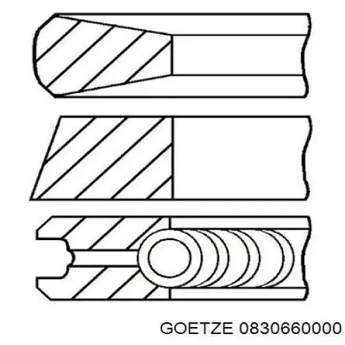 Комплект поршневых колец на 1 цилиндр, стандарт 0830660000 Goetze